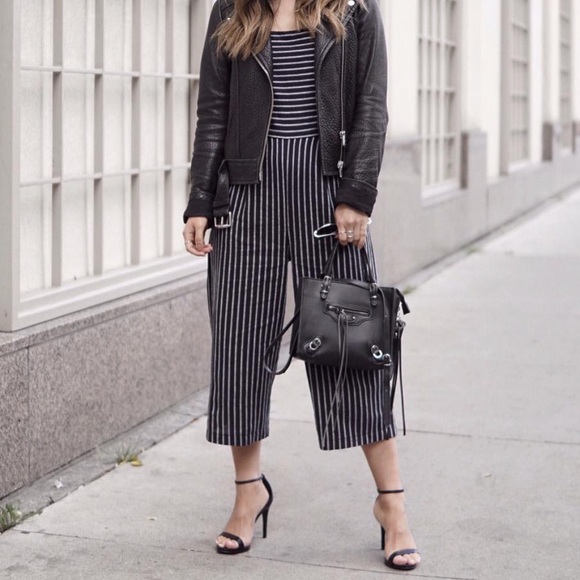 Madison & Berkeley Striped Cutout Jumpsuit - Picture 1 of 6